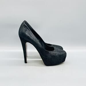 Giampaolo Viozzi Shoes Womens 9 Black Leather Platform Stiletto Pumps Italy